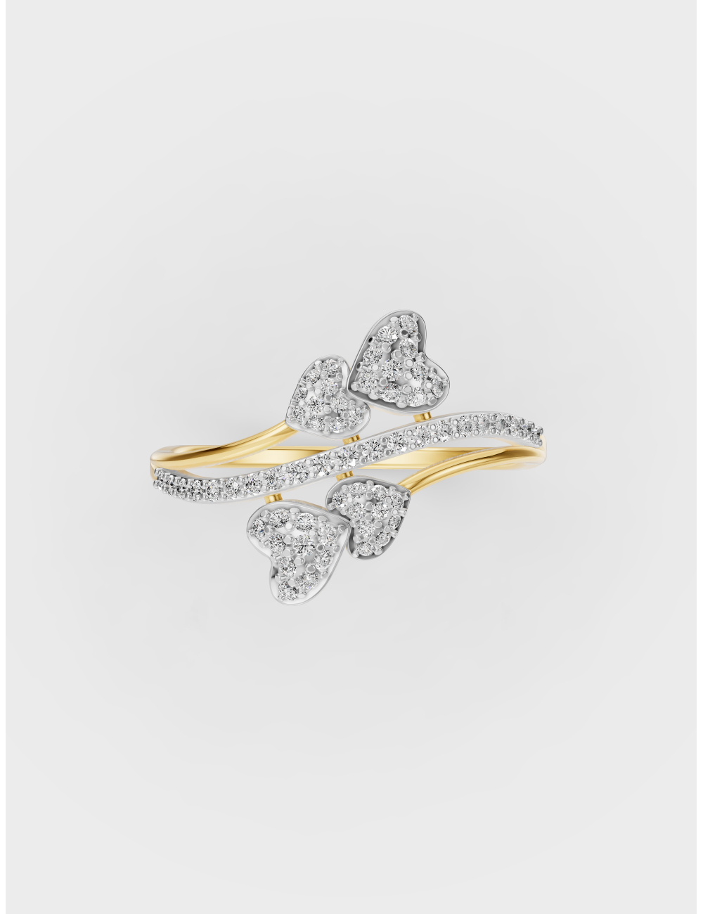 Heart Clusters Diamond Ring 32 cent FG-VVS, Yellow Gold, large, image 2