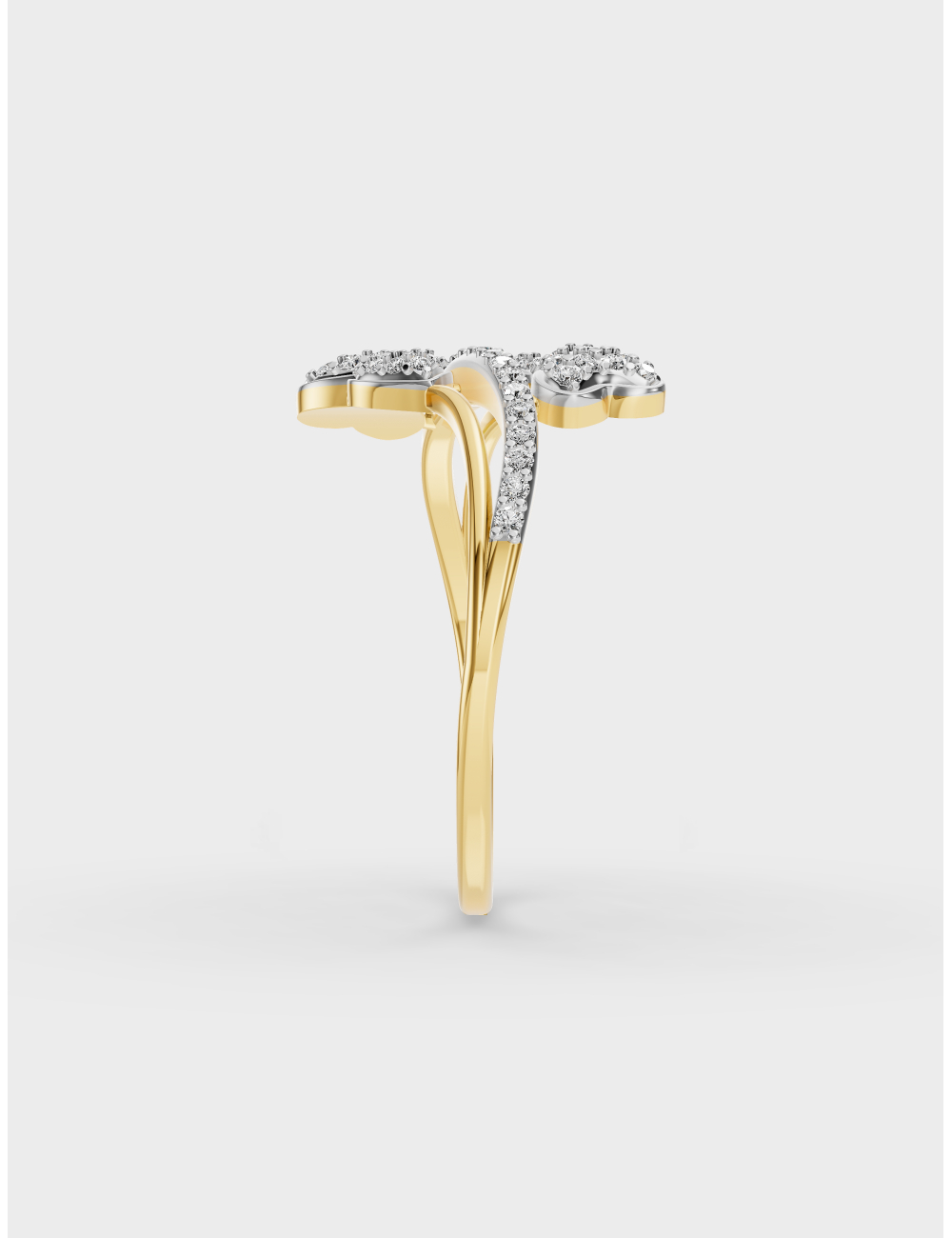Heart Clusters Diamond Ring 32 cent FG-VVS, Yellow Gold, large, image 3