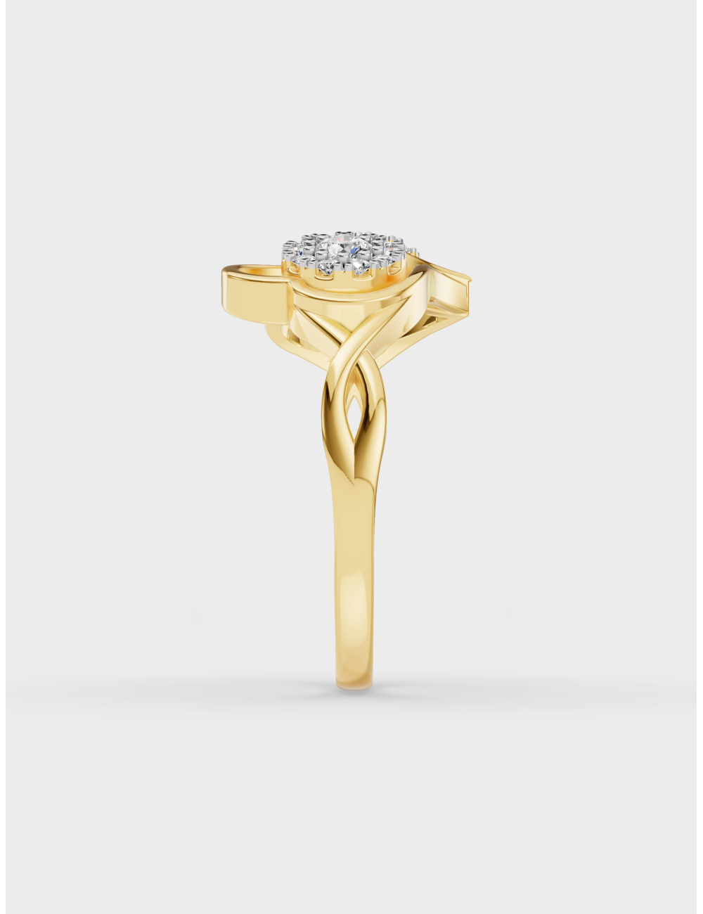 Intertwined Hearts Diamond Ring 29 cent FG-VVS, Yellow Gold, large, image 3