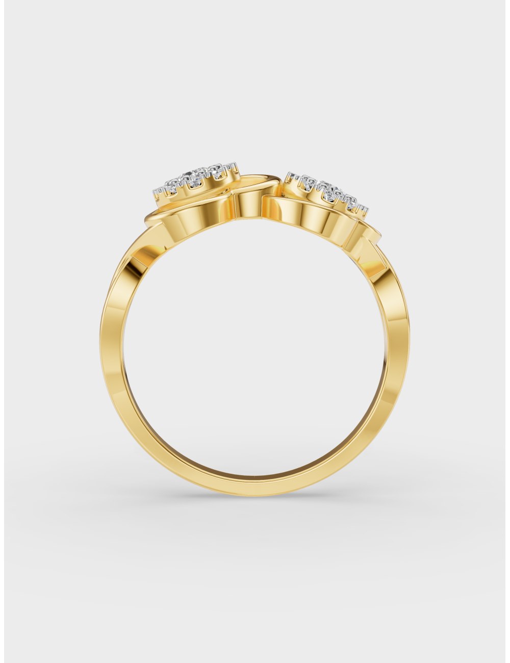 Intertwined Hearts Diamond Ring 29 cent FG-VVS, Yellow Gold, large, image 4