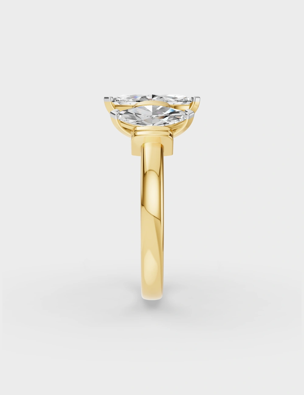 Linear Marquise Diamond Ring 1.36 carat FG-VVS, Yellow Gold, large, image 3
