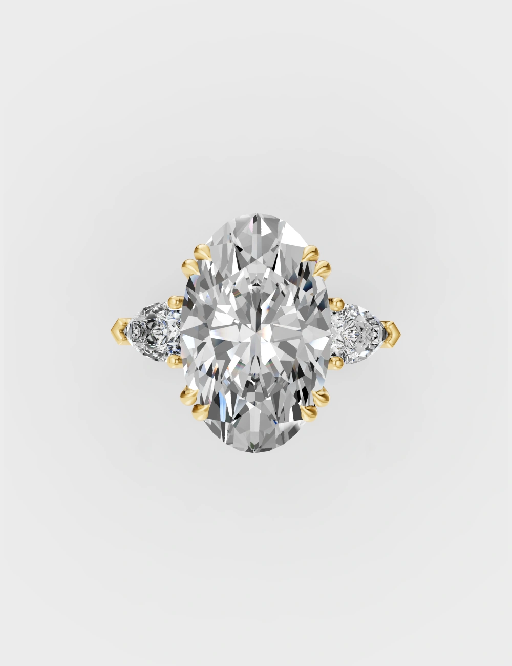 Chic Oval & Pear Diamond Ring 6.6 carat FG-VVS, Yellow Gold, large, image 2