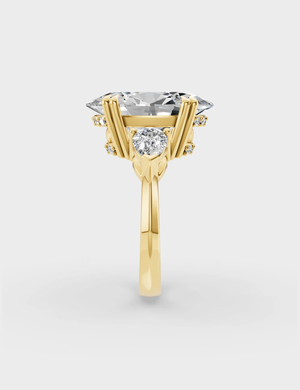Chic Oval & Pear Diamond Ring 6.6 carat FG-VVS, Yellow Gold, large, image 3