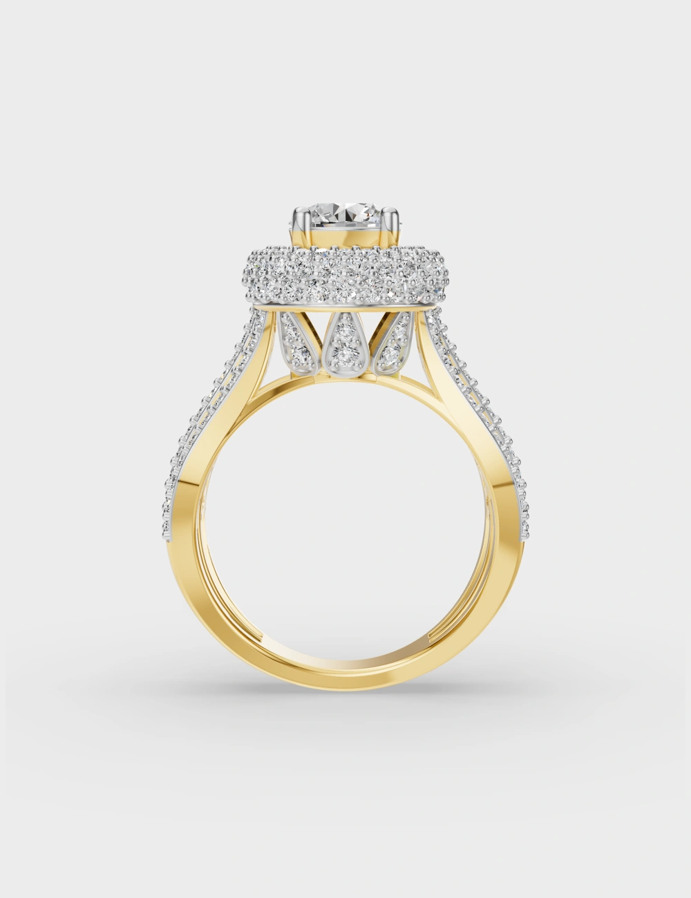 Starlight Halo Diamond Ring 3.4 carat FG-VVS, Yellow Gold, large, image 4