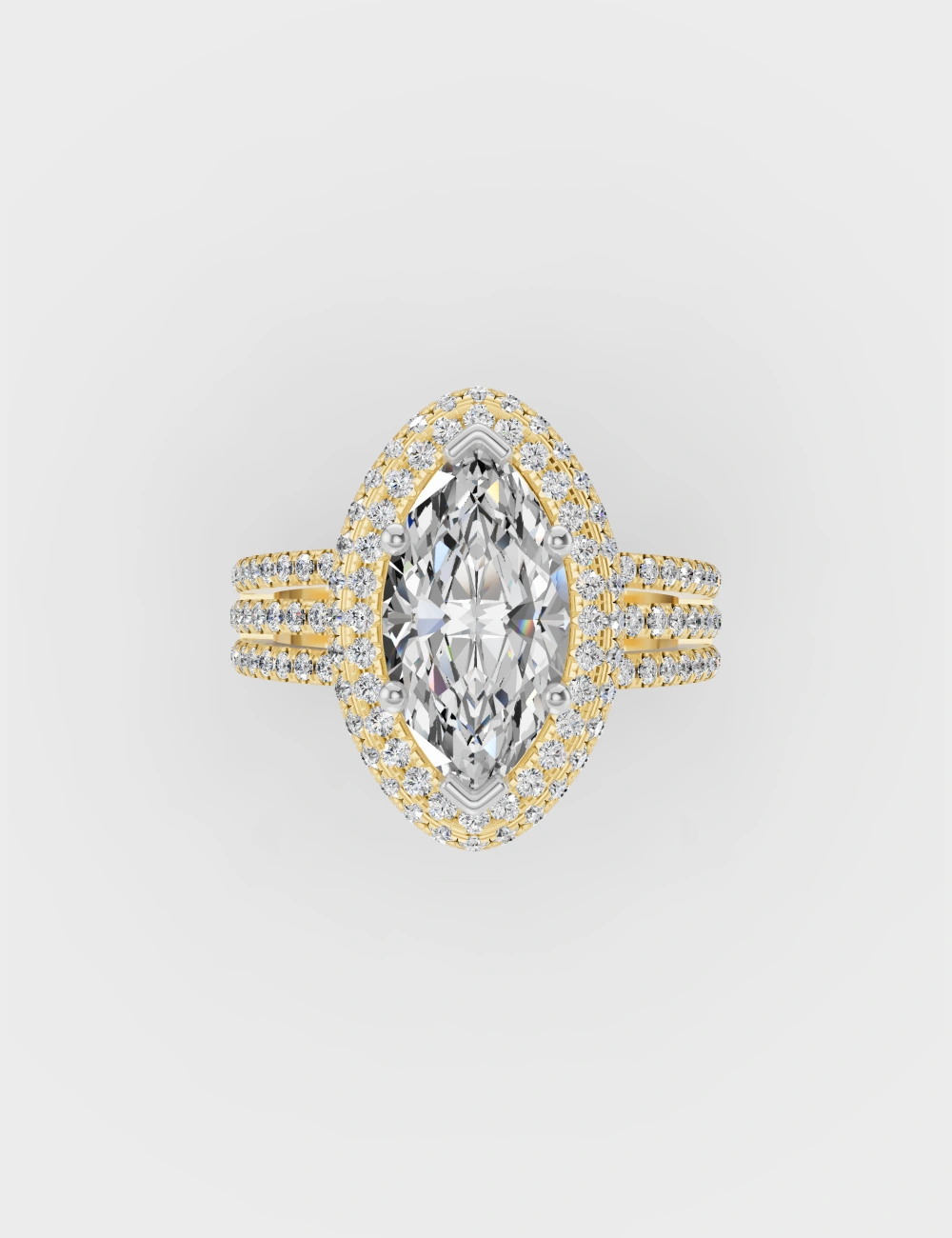 Regalia Marquise Diamond Ring 3.2 carat FG-VVS, Yellow Gold, large, image 2