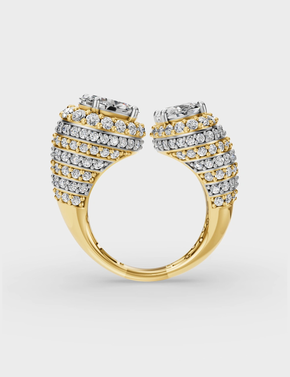 Oppos&eacute; Statement Lab Grown Diamond Ring 4.65 Carat FG-VVS, Yellow Gold, large, image 3