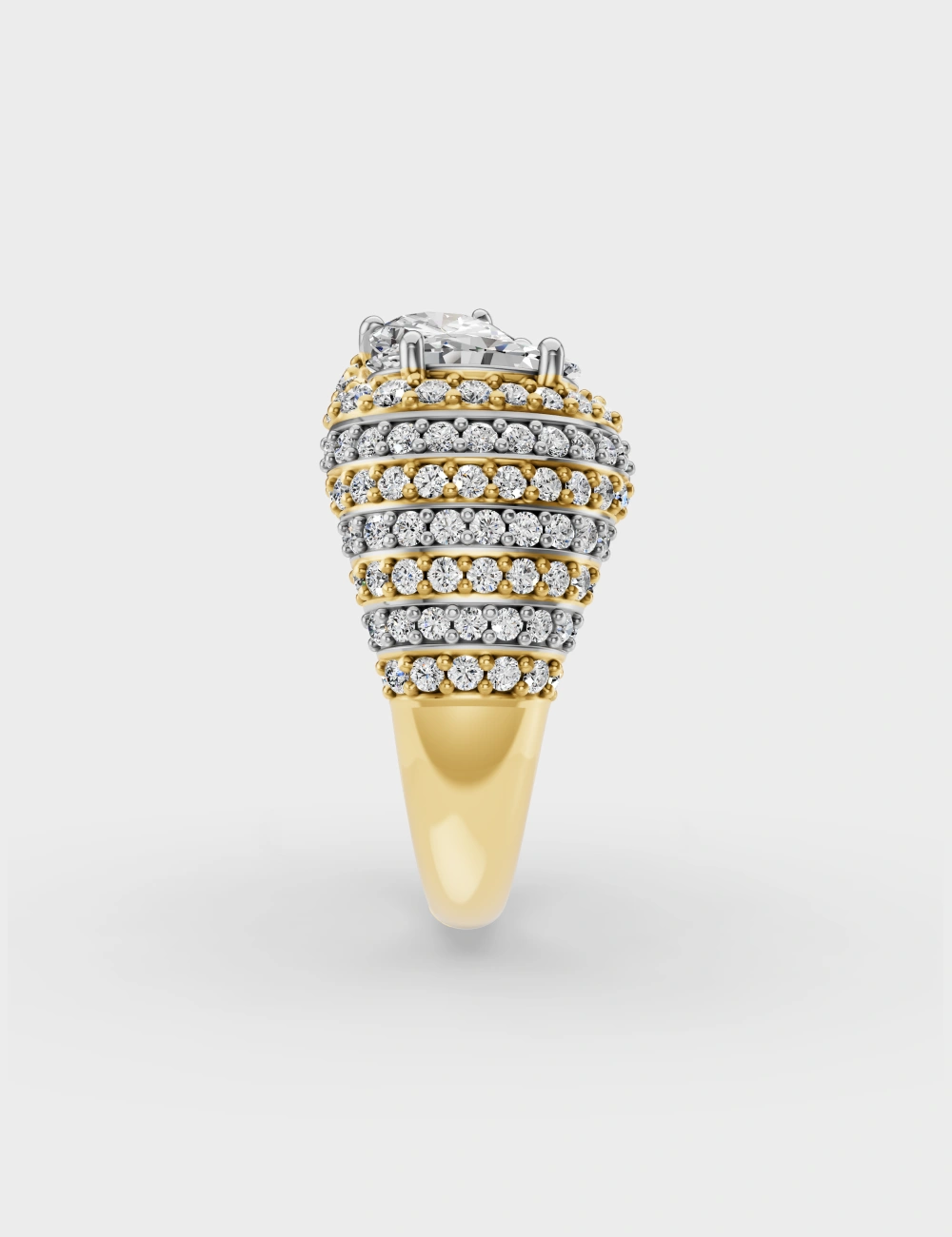Oppos&eacute; Statement Lab Grown Diamond Ring 4.65 Carat FG-VVS, Yellow Gold, large, image 4