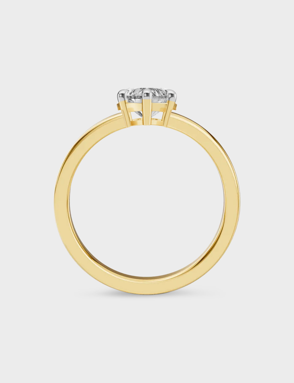 Everfelt Heart Solitaire Ring 0.47 cent FG-VVS, Yellow Gold, large, image 4