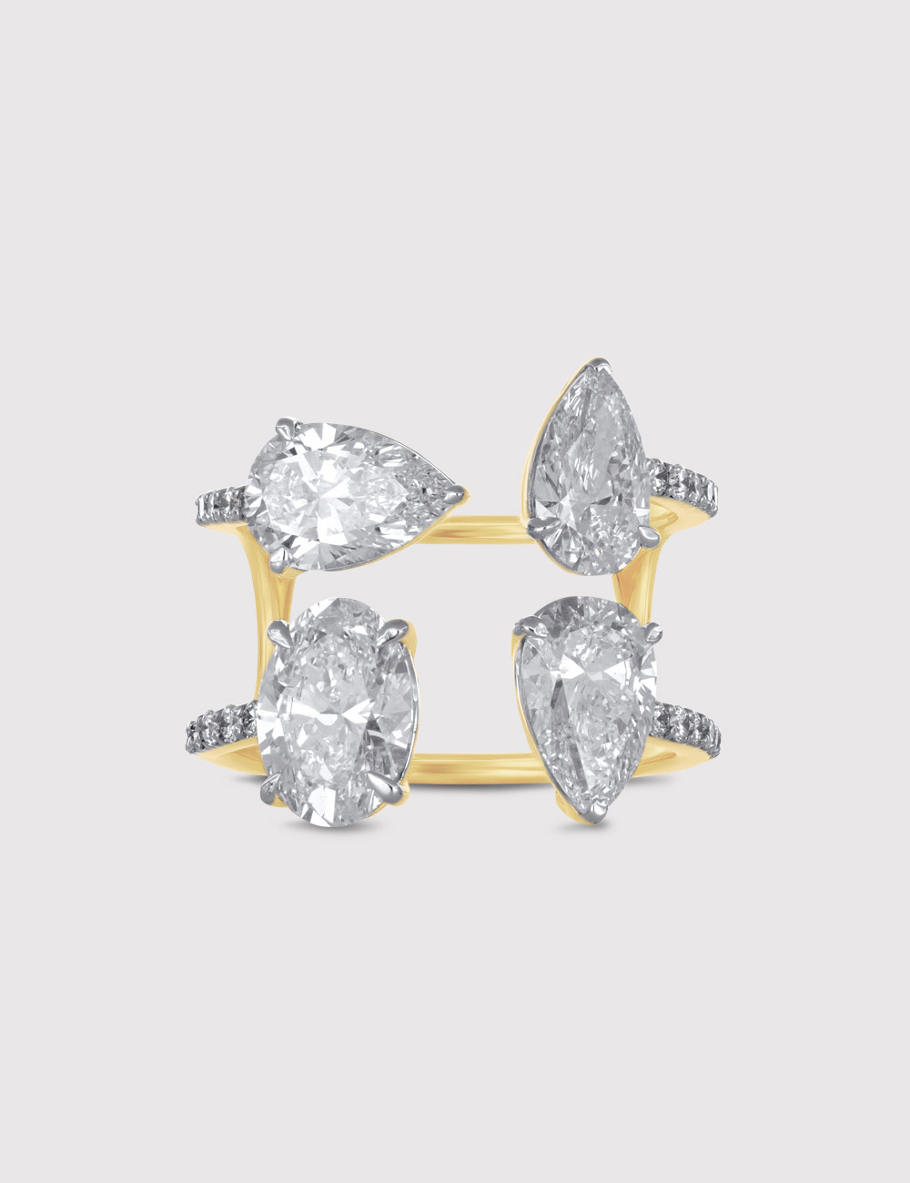 Celestia Quartet Lab Grown Diamond Ring 4.8 Carat FG-VVS, Yellow Gold, large, image 2