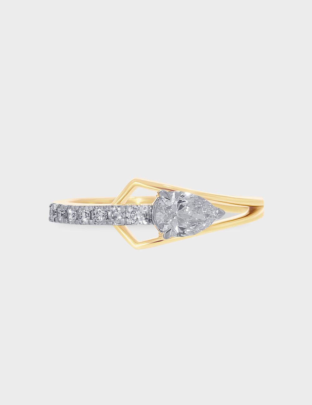 Reina Lab Grown Diamond Ring 53 Cent FG-VVS, Yellow Gold, large, image 2