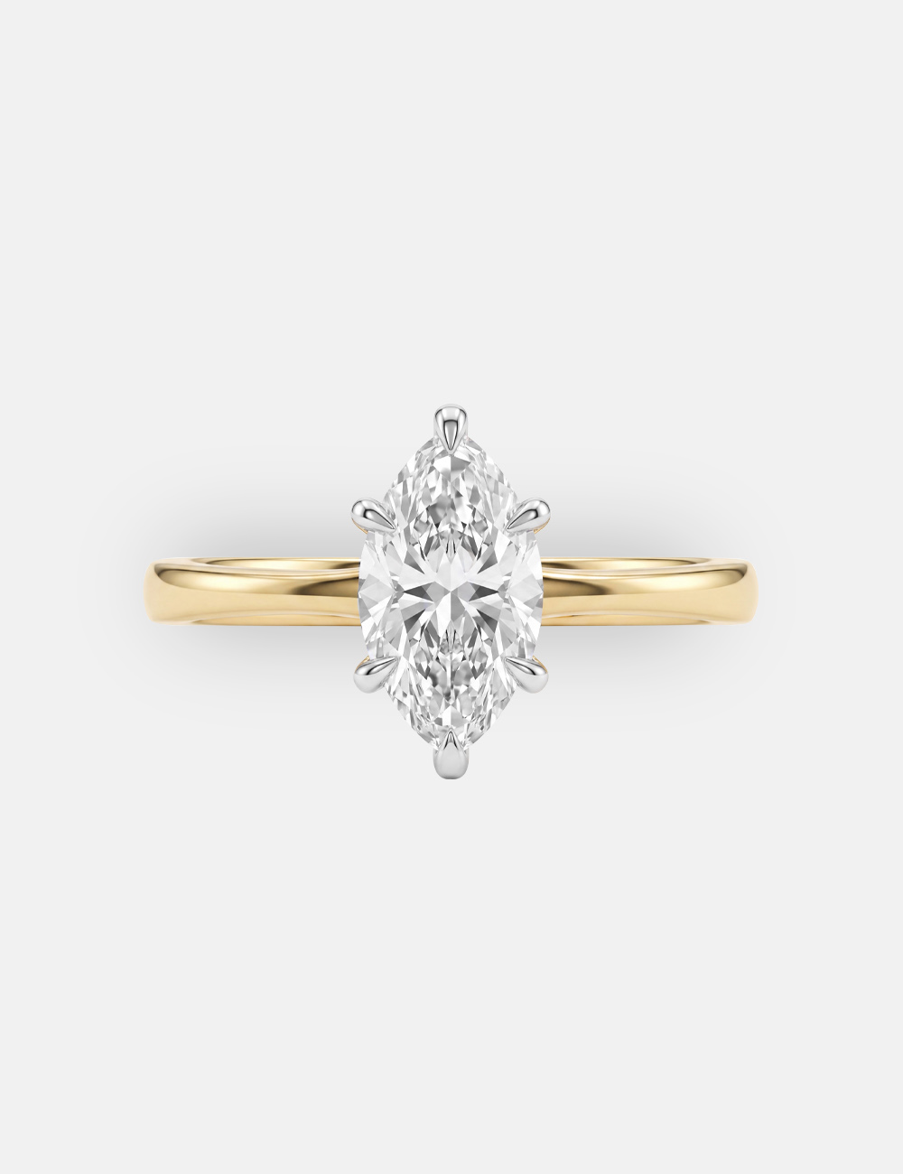 Long Story Lab Grown Diamond Ring 52 Cent FG-VVS, Yellow Gold, large, image 2