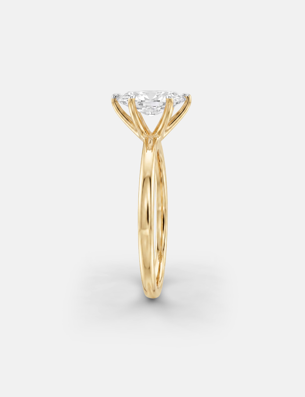 Long Story Lab Grown Diamond Ring 52 Cent FG-VVS, Yellow Gold, large, image 3