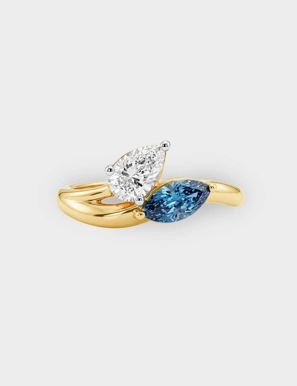 Blue Hour Lab Grown Diamond Ring 0.76 Cent FG-VVS, Yellow Gold, large, image 2