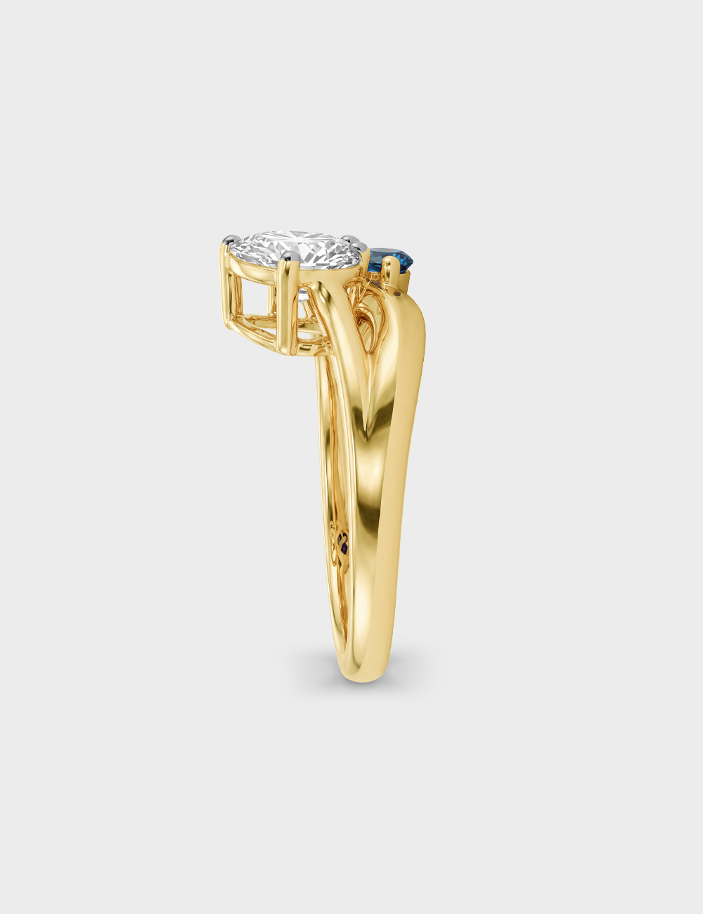 Blue Hour Lab Grown Diamond Ring 0.76 Cent FG-VVS, Yellow Gold, large, image 3