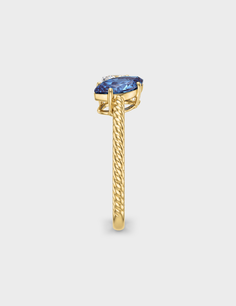 Twist of Two Lab Grown Diamond Ring 0.82 Cent FG-VVS, Yellow Gold, large, image 3