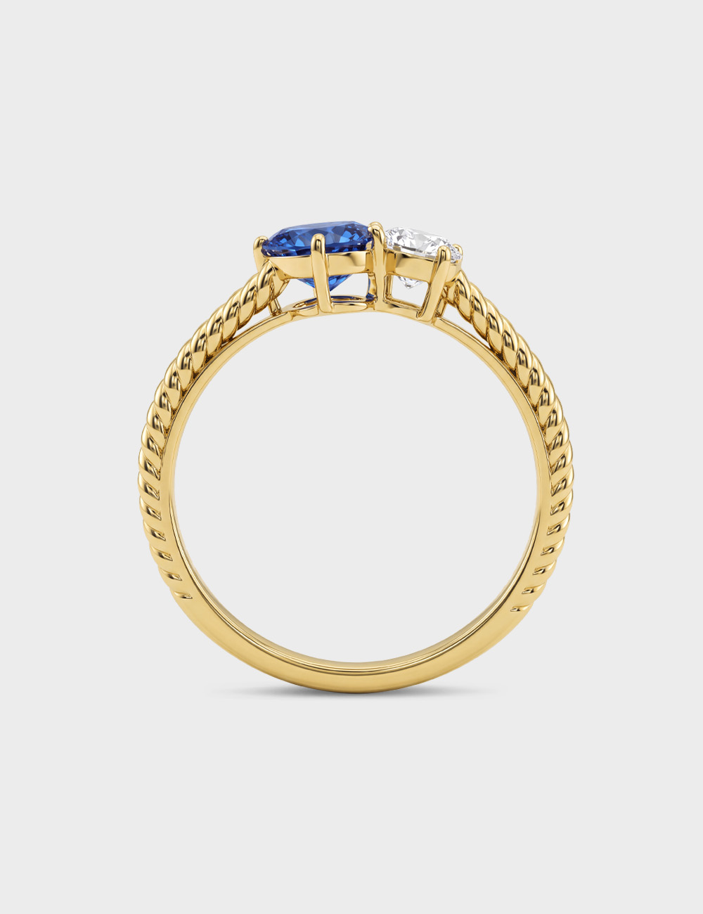 Twist of Two Lab Grown Diamond Ring 0.82 Cent FG-VVS, Yellow Gold, large, image 4