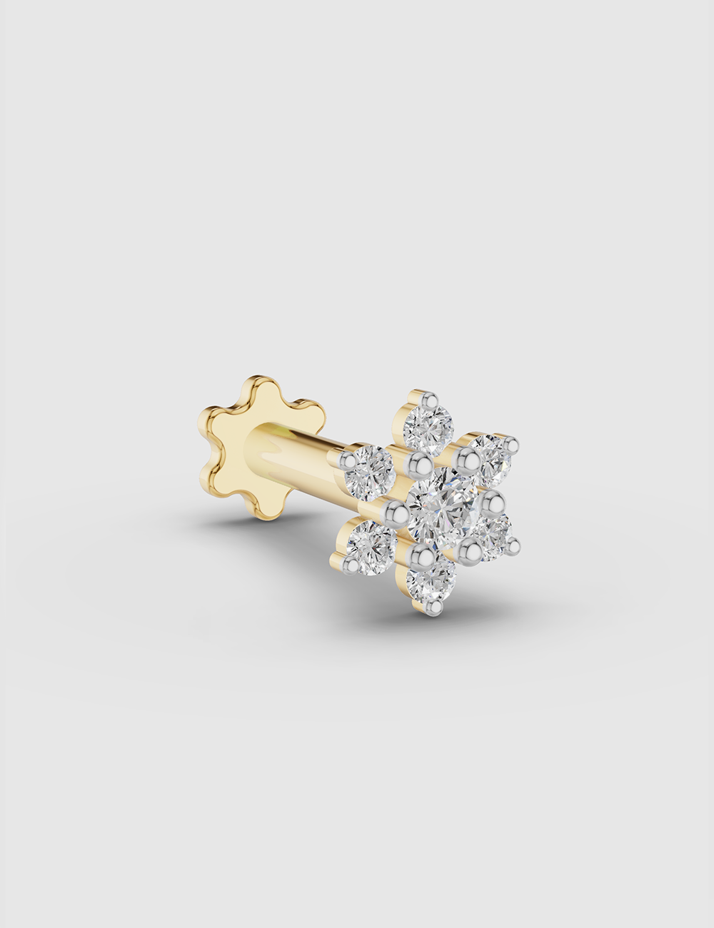 Starry Diamond Nose Pin 10 Cent FG-VVS, Yellow Gold, large, image 1