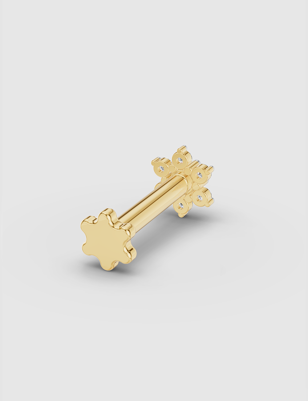 Starry Diamond Nose Pin 10 Cent FG-VVS, Yellow Gold, large, image 4