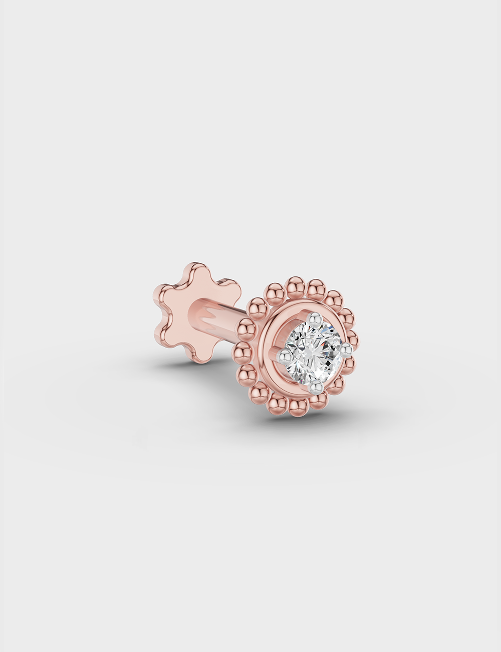Shimmery Diamond Nose Pin 8 Cent FG-VVS, Rose Gold, large, image 1