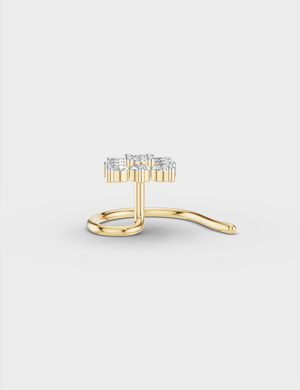 Daisy Diamond Nose Pin 9 Cent FG-VVS, Yellow Gold, large, image 3