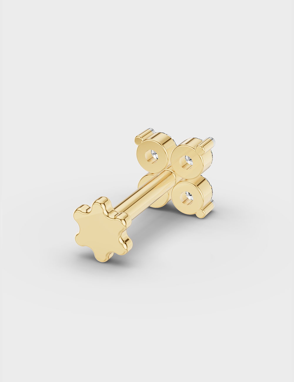 Graceful Diamond Nose Pin 12 Cent FG-VVS, Yellow Gold, large, image 4