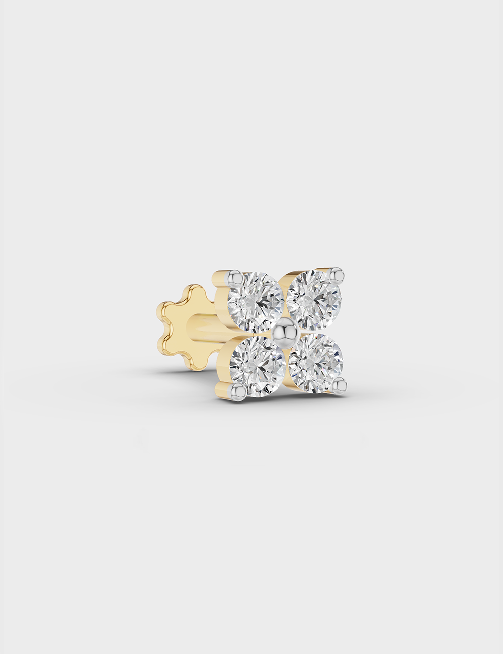 Refined Diamond Nose Pin 12 Cent FG-VVS, Yellow Gold, large, image 1