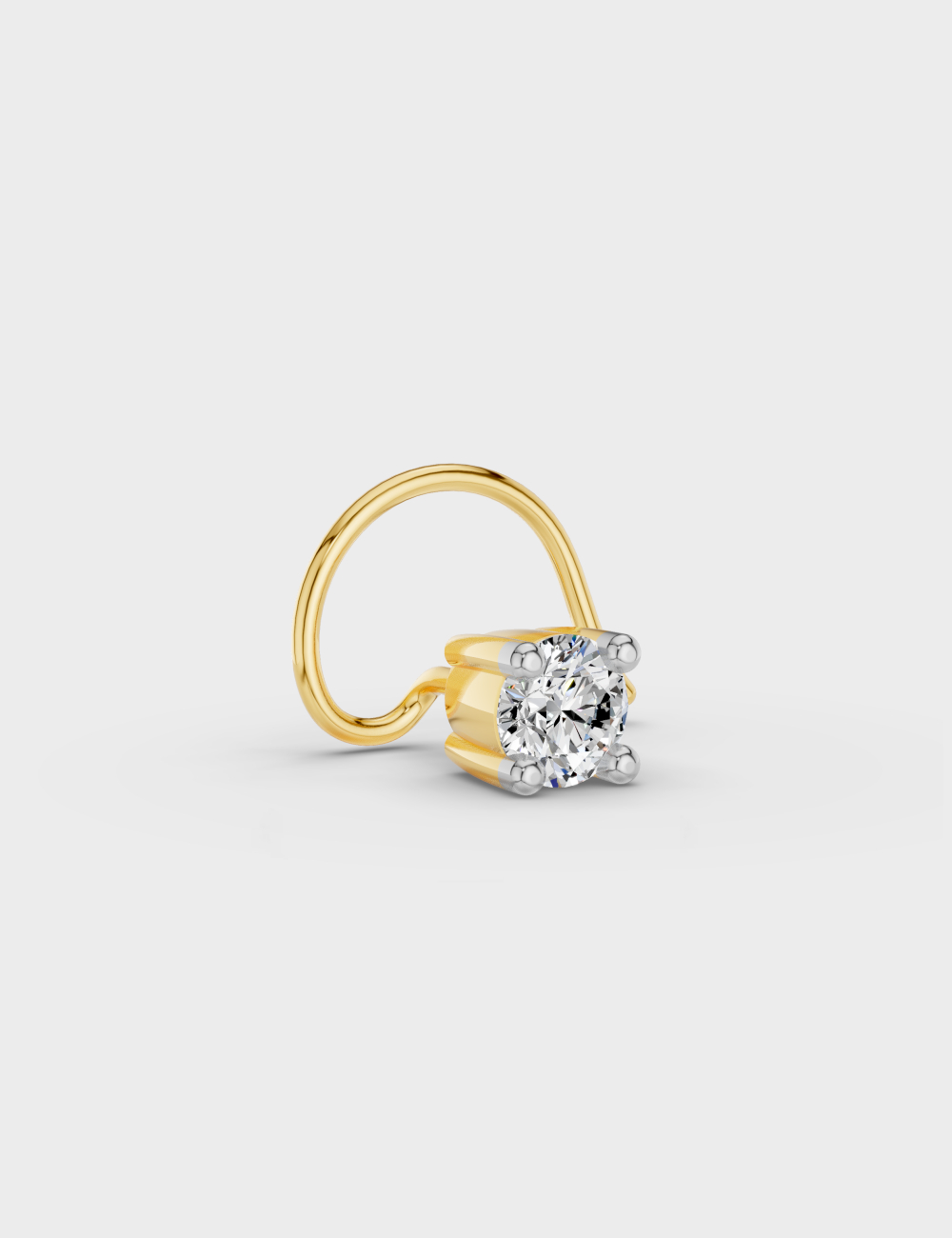 Radiant Whisper Diamond Nosepin 15 cent FG-VVS, Yellow Gold, large, image 2
