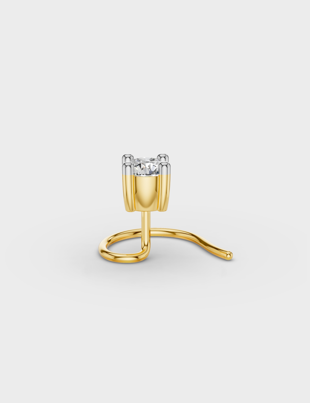 Radiant Whisper Diamond Nosepin 15 cent FG-VVS, Yellow Gold, large, image 4