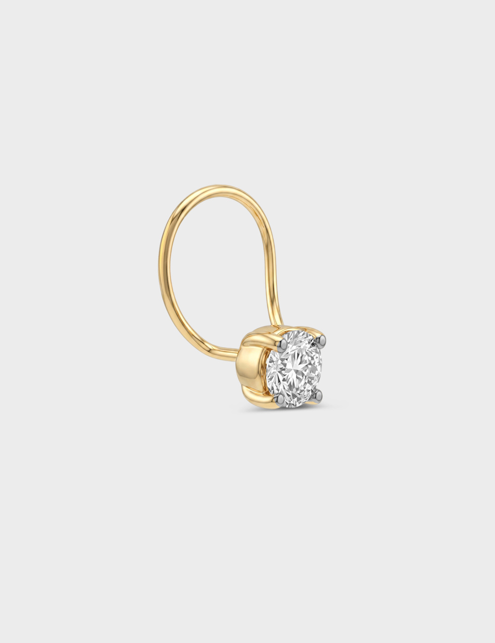 Little Luxe Solitaire Lab Grown Diamond Nosepin 0.31 Cent FG-VVS, Yellow Gold, large, image 2