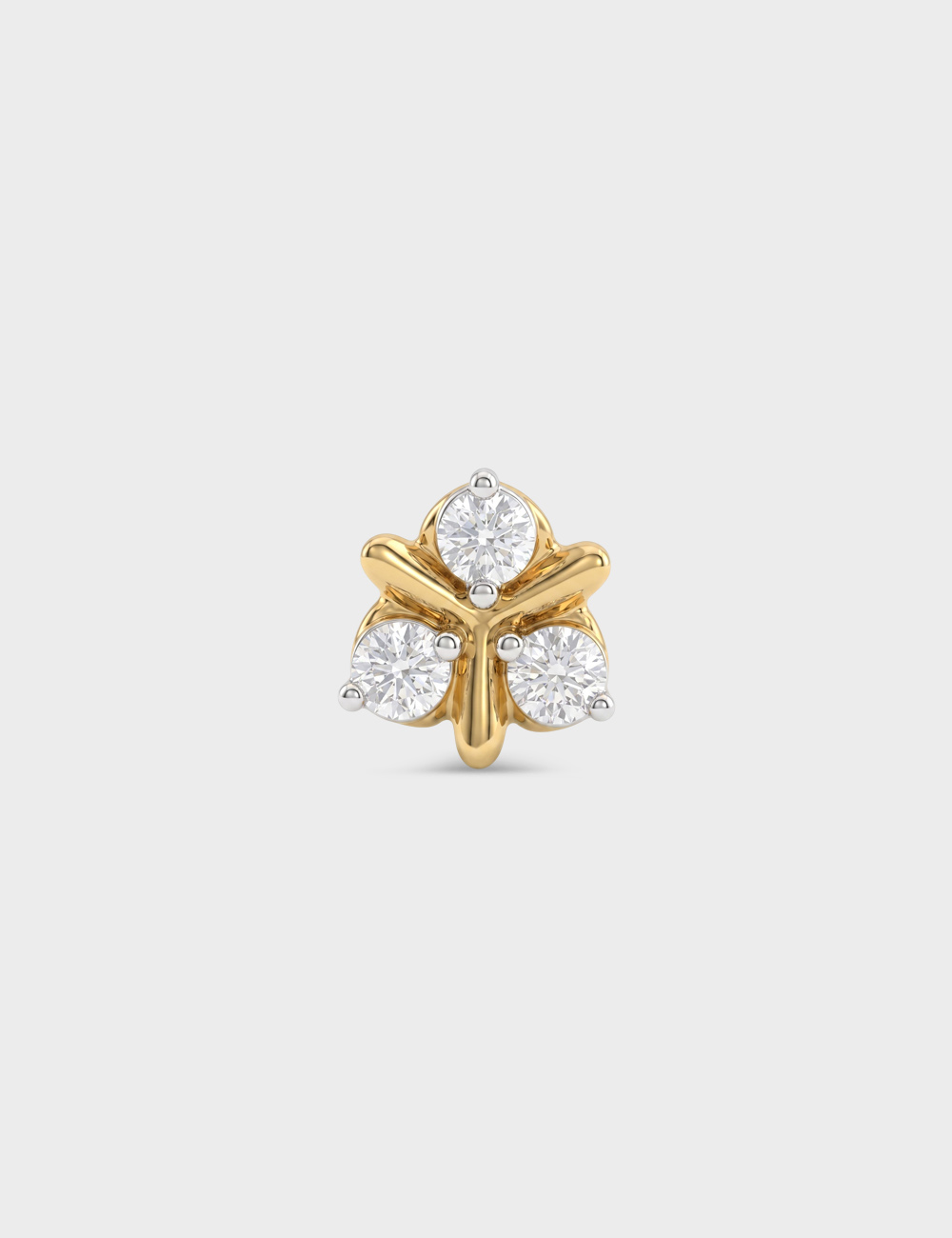Trefoil Spark Lab Grown Diamond Nosepin 0.15 Cent FG-VVS, Yellow Gold, large, image 2
