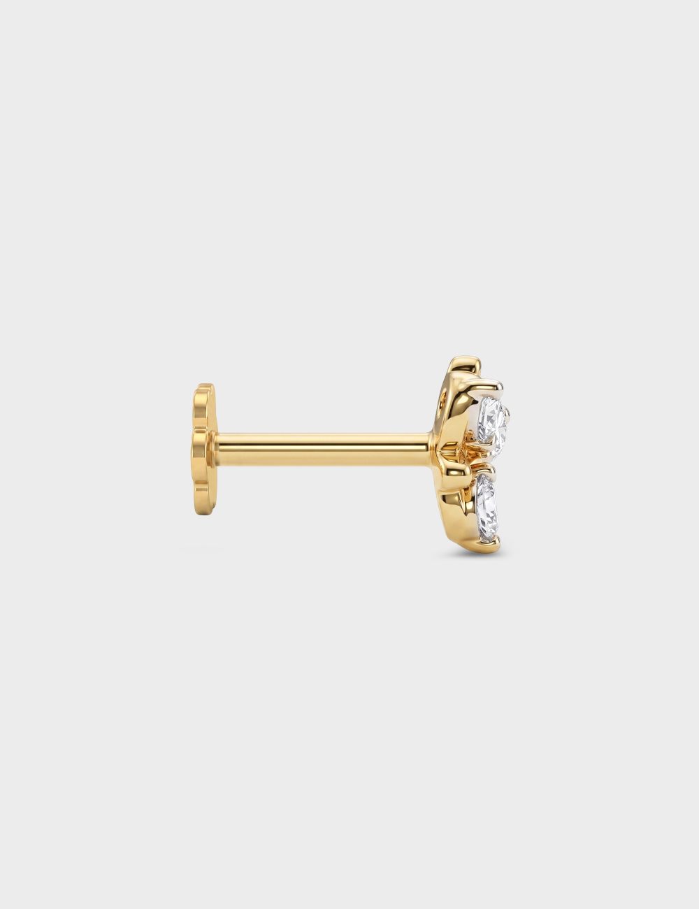 Trefoil Spark Lab Grown Diamond Nosepin 0.15 Cent FG-VVS, Yellow Gold, large, image 3
