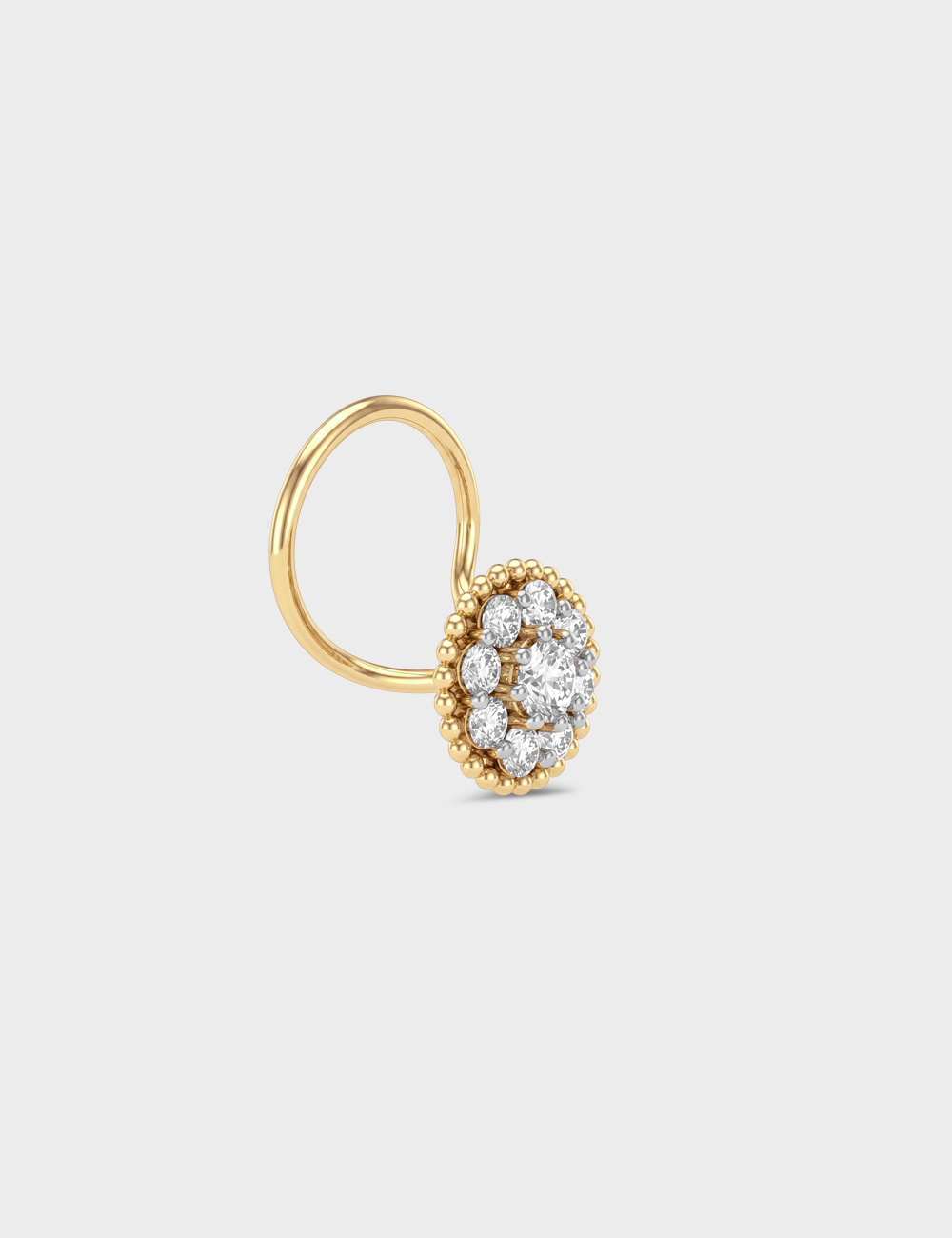 Floral Edit Lab-Grown Diamond Nosepin 0.18 Cent FG-VVS, Yellow Gold, large, image 2