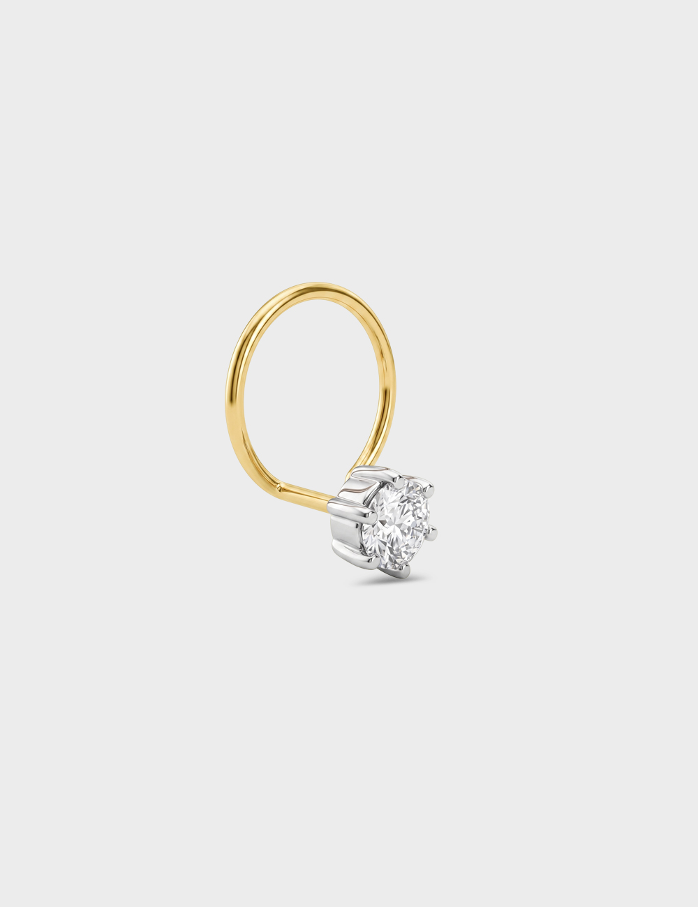 Dainty Solitaire Lab Grown Diamond Nosepin 0.26 Cent FG-VVS, Yellow Gold, large, image 2