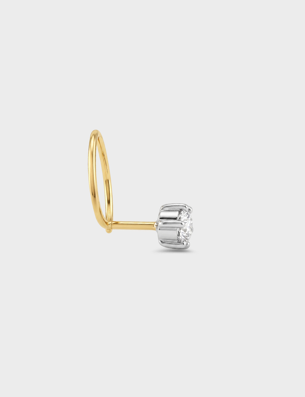 Dainty Solitaire Lab Grown Diamond Nosepin 0.26 Cent FG-VVS, Yellow Gold, large, image 3