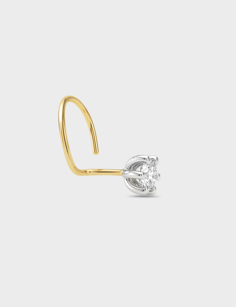 Petite Solitaire Lab-Grown Diamond Nosepin 0.26 Cent FG-VVS, Yellow Gold, large, image 2