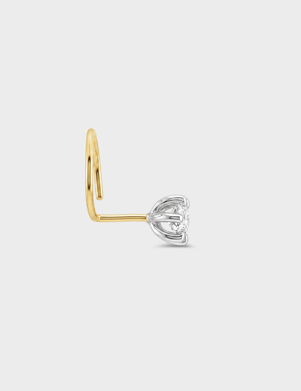 Petite Solitaire Lab-Grown Diamond Nosepin 0.26 Cent FG-VVS, Yellow Gold, large, image 3