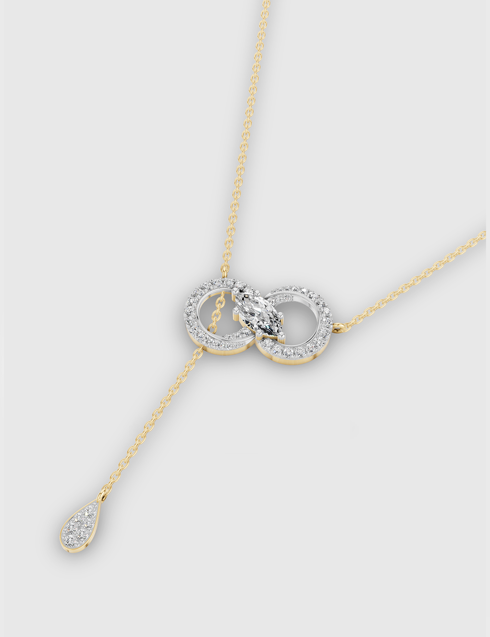 Infinity Diamond Chain Pendant 54 cent FG-VVS, Yellow Gold, large, image 2