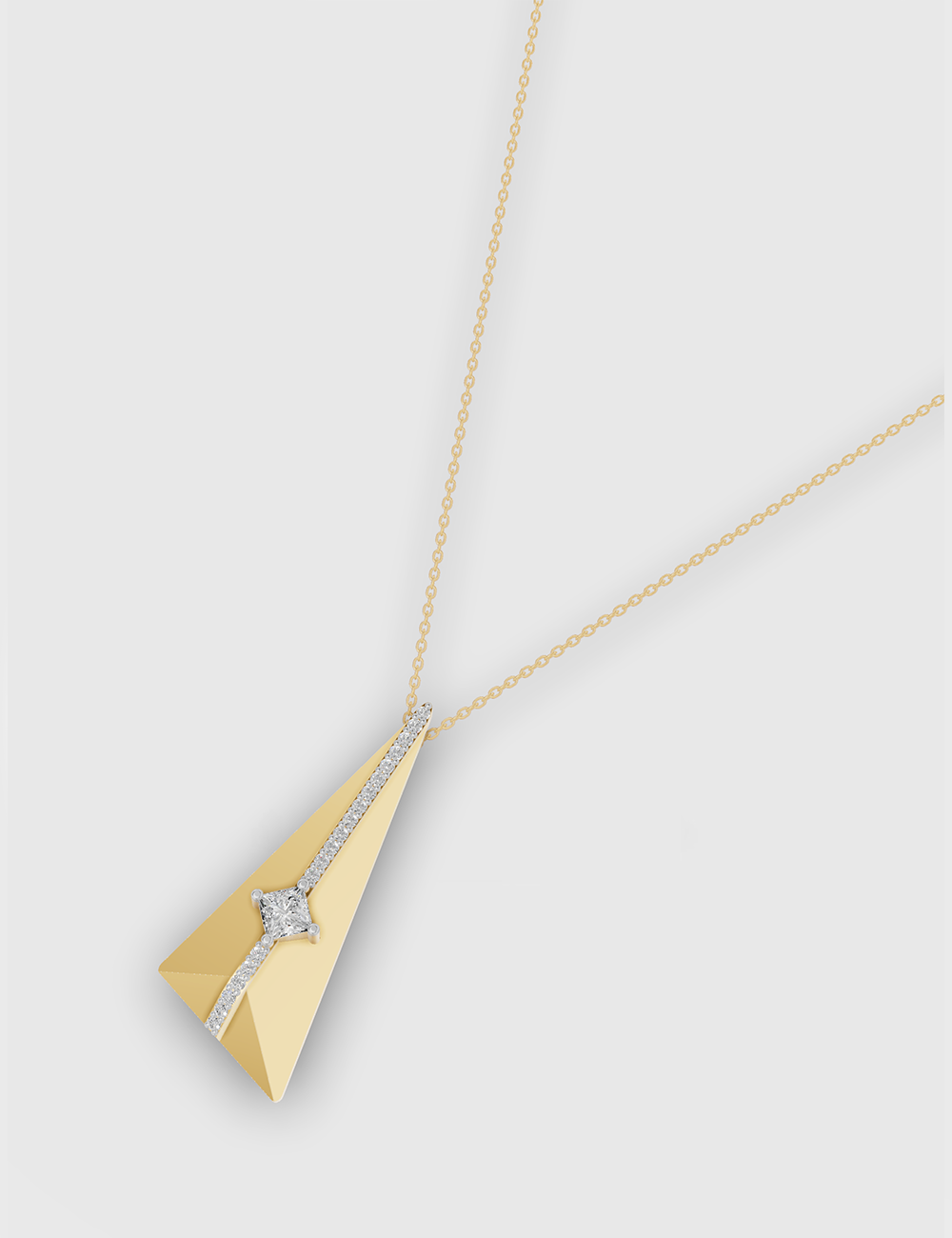 Trigon Diamond Chain Pendant 36 Cent FG-VVS, Yellow Gold, large, image 1