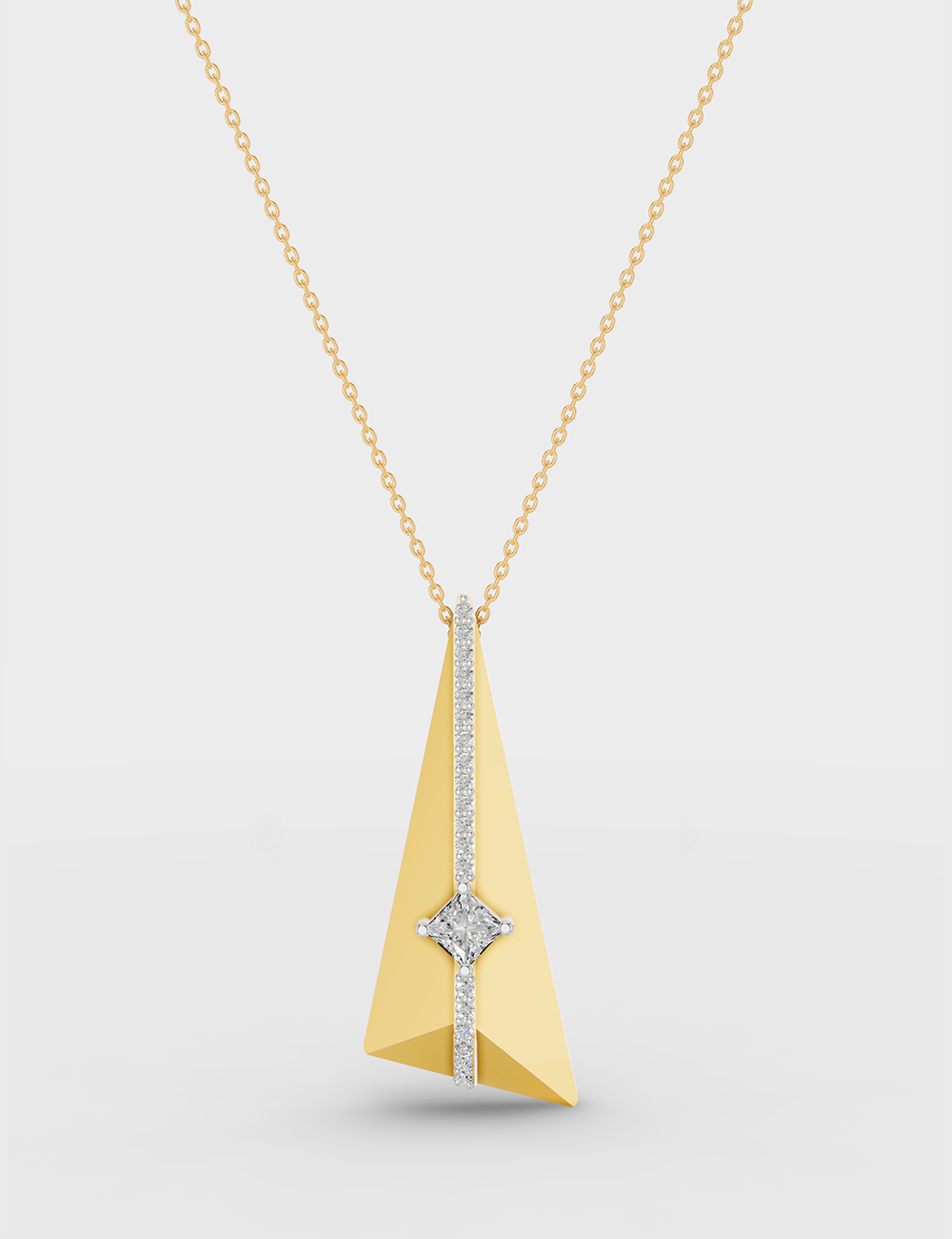 Trigon Diamond Chain Pendant 36 Cent FG-VVS, Yellow Gold, large, image 2