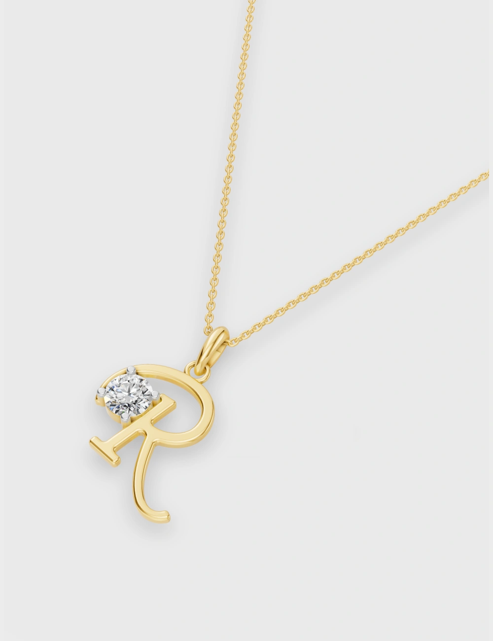 R Signature Diamond Pendant 41 cent FG-VVS, Yellow Gold, large, image 2