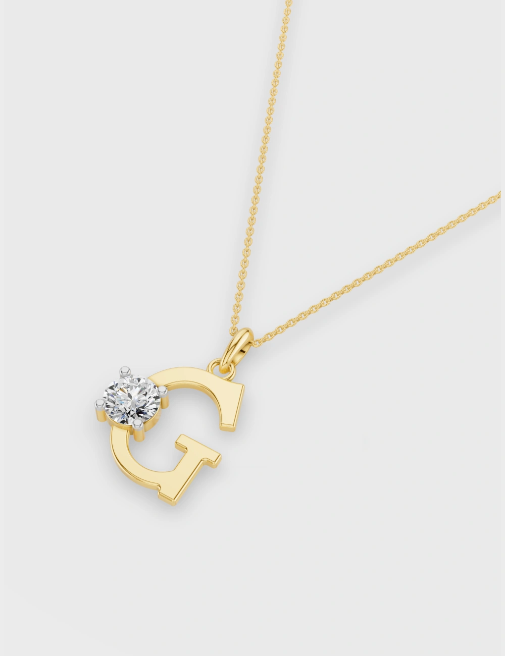 Glowing G Diamond Pendant 61 cent FG-VVS, Yellow Gold, large, image 2