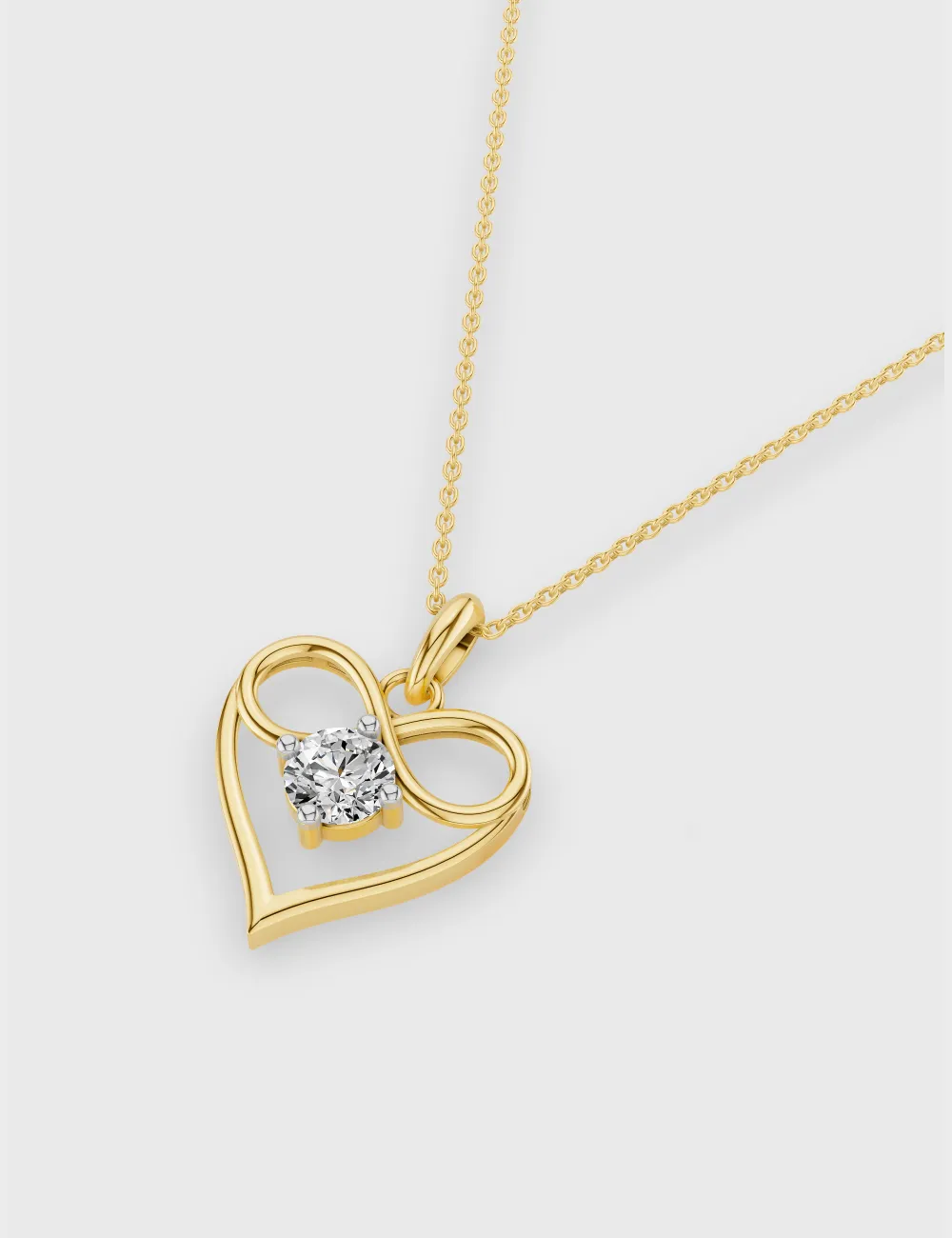 Sparkling Infinity Heart Diamond Pendant 0.5 cent FG-VVS, Yellow Gold, large, image 2