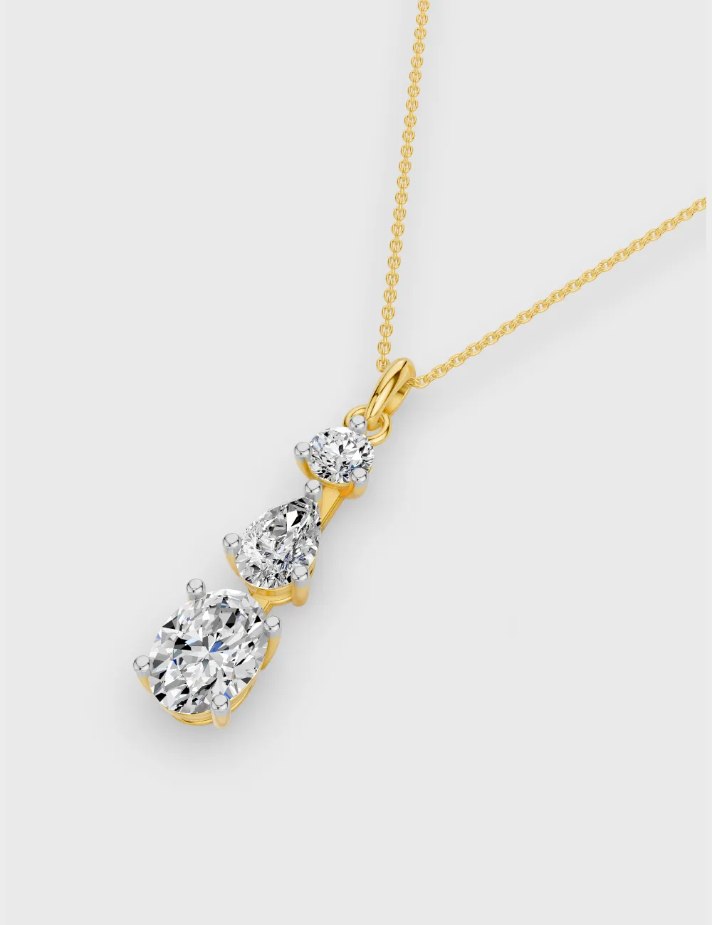 Eclipse Diamond Drop Pendant 1.56 carat FG-VVS, Yellow Gold, large, image 2
