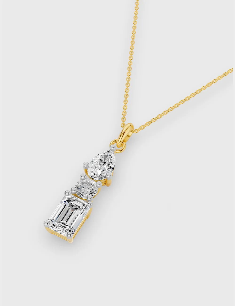 Trinity Spark Diamond Pendant 1.6 carat FG-VVS, Yellow Gold, large, image 2