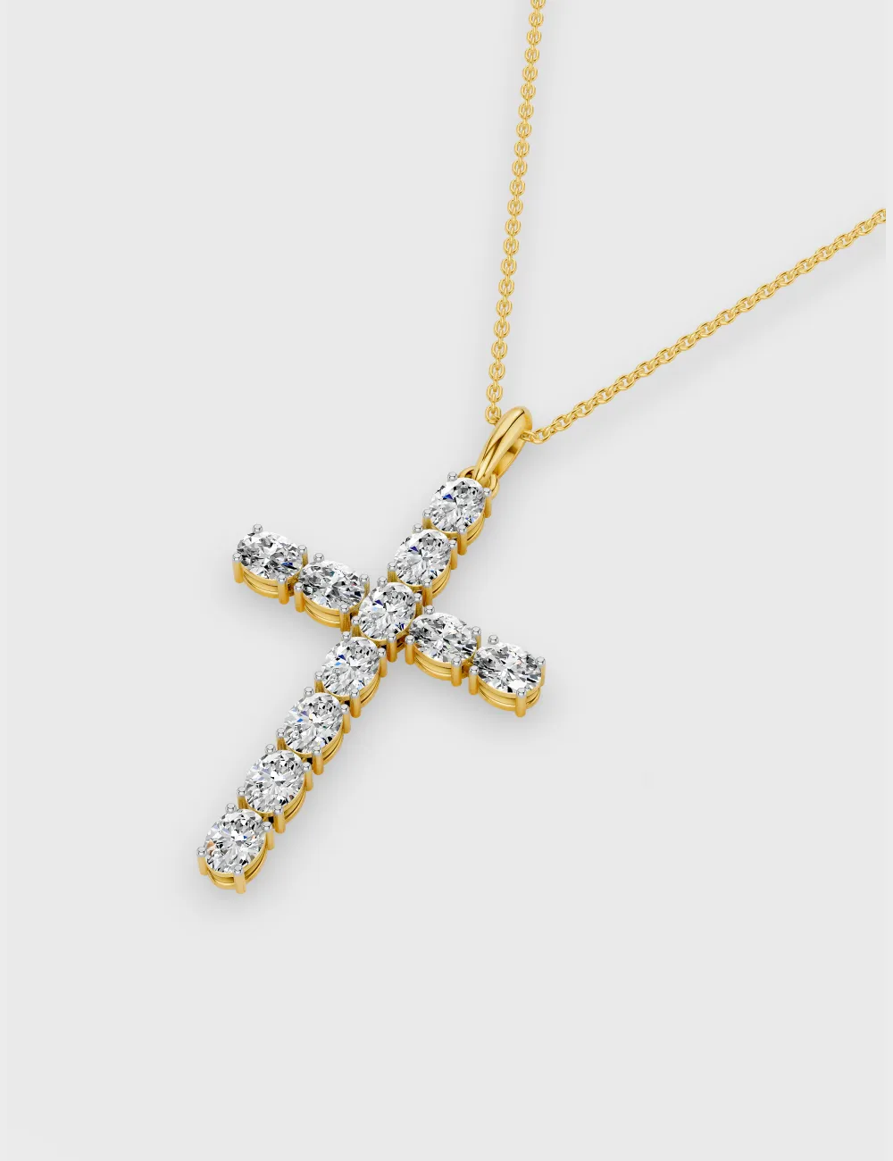 Luminous Cross Diamond Pendant 1.95 carat FG-VVS, Yellow Gold, large, image 2