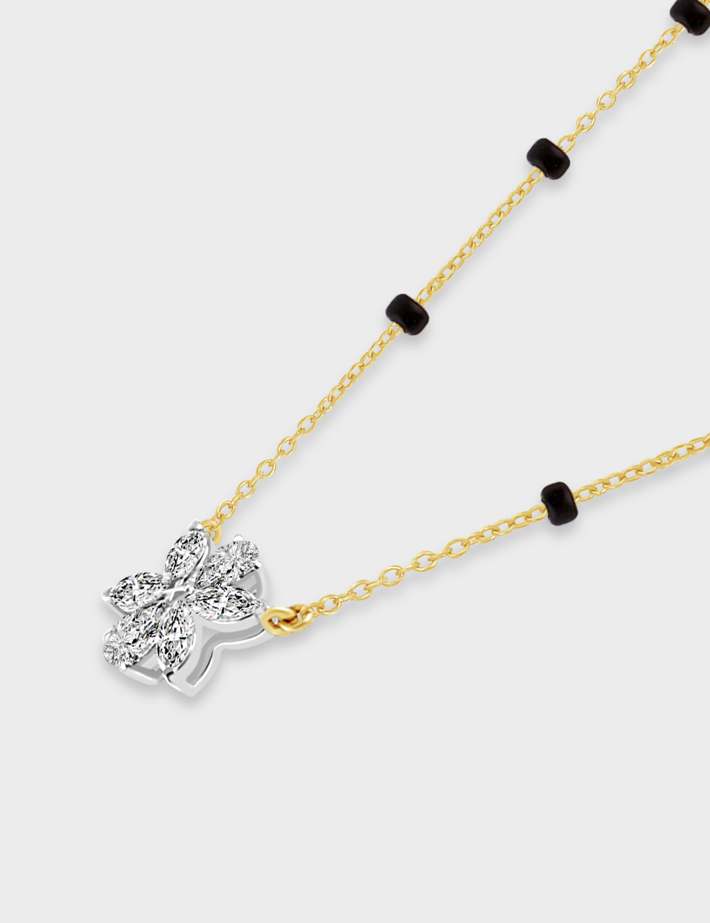 Blooming Vow Diamond Mangalsutra 0.62 cent FG-VVS, Yellow Gold, large, image 2