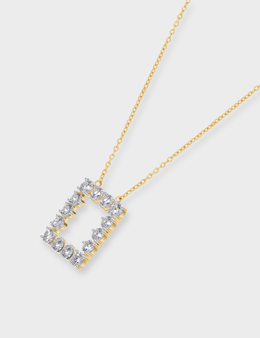 Precision Square Diamond Chain Pendant 1.21 carat FG-VVS, Yellow Gold, large, image 2