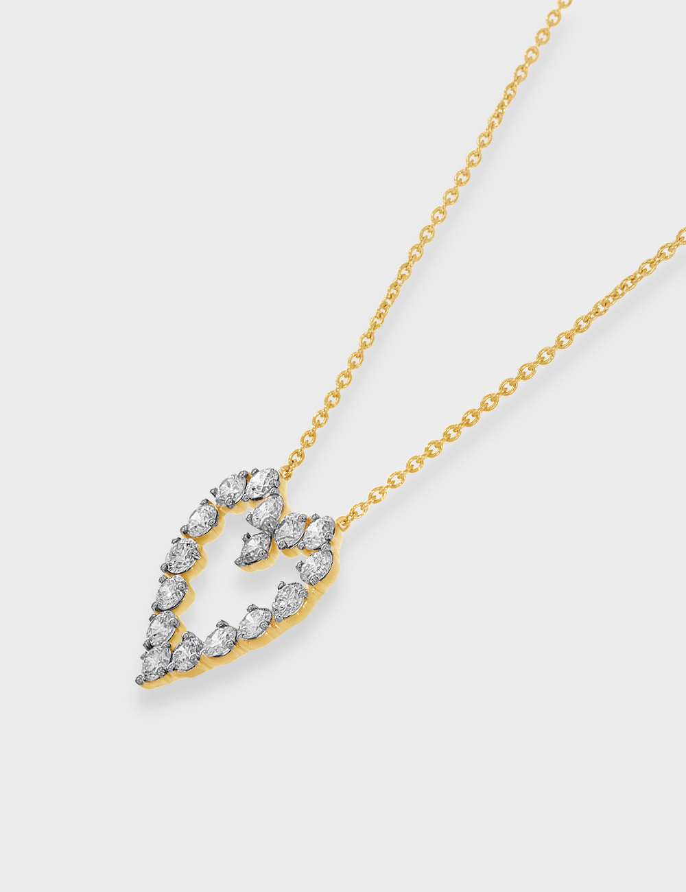 Heart Edit Diamond Chain Pendant 1.57 carat FG-VVS, Yellow Gold, large, image 2