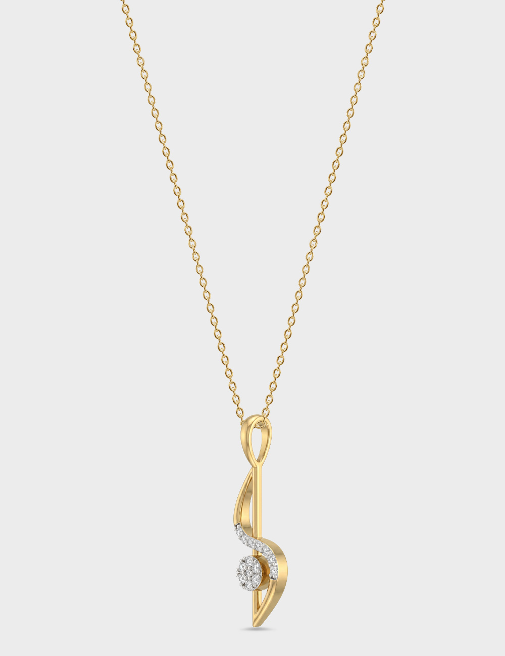 Twirl Lab Grown Diamond Pendant 13 Cent FG-VVS, Yellow Gold, large, image 2