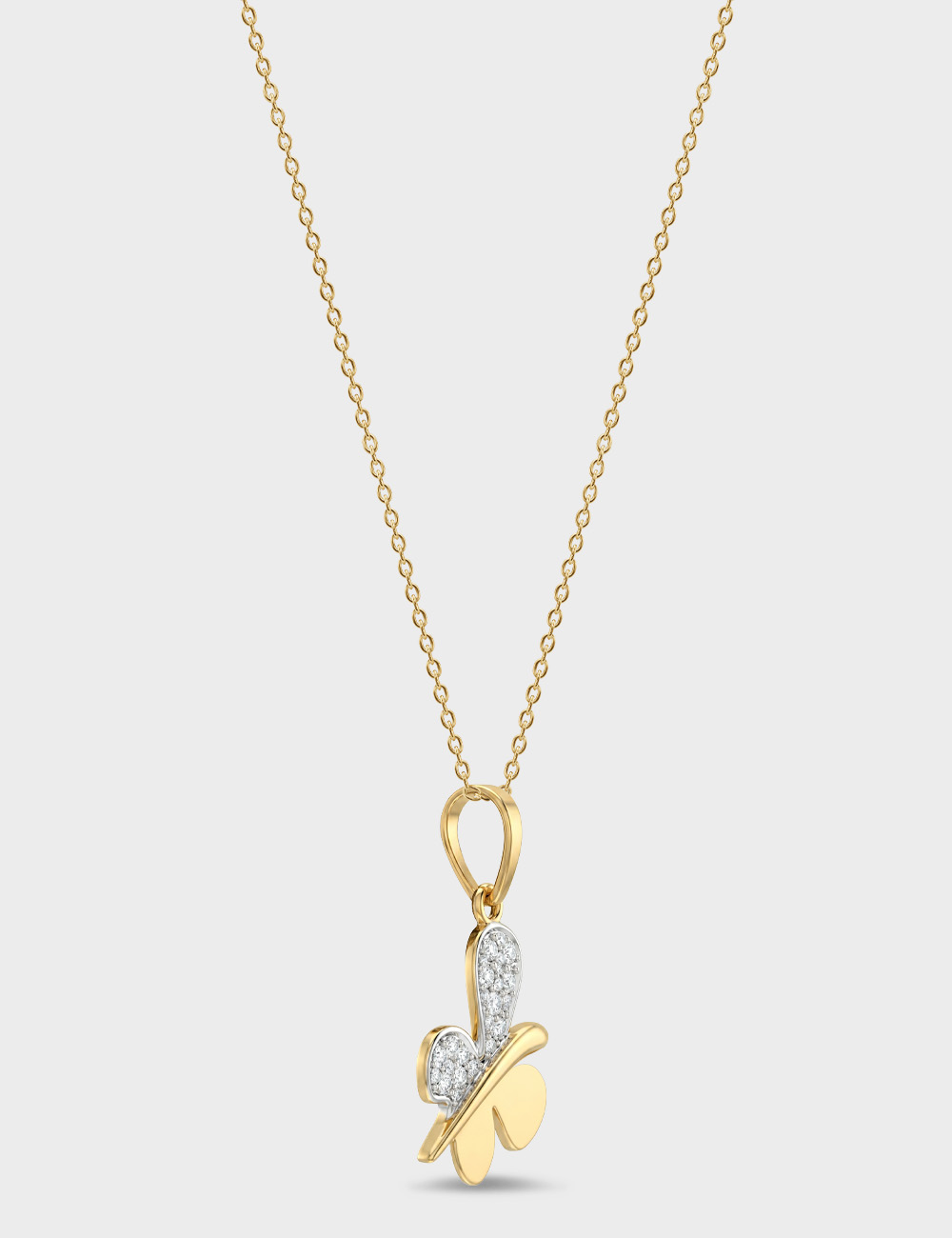 Flutter Lab Grown Diamond Pendant 20 Cent FG-VVS, Yellow Gold, large, image 2